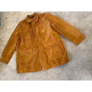 Knightsbridge Leather Jacket Golden Brown Full Zip Plaid Lining XL